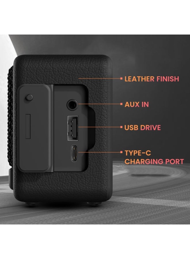 بورترونيكس Portronics Harmony Mini 25W HD Premium Portable Bluetooth Speaker with Subwoofer, EQ Adjustment, 6 Hours Playtime, in-Built Mic,TWS Mode,RGB Lights, Bluetooth V5.3, Type C Fast Charging(Black) - Image 2